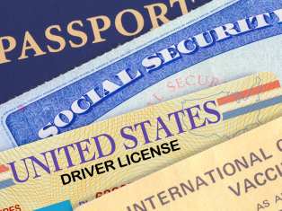 Image of ID documents like a passport and drivers license