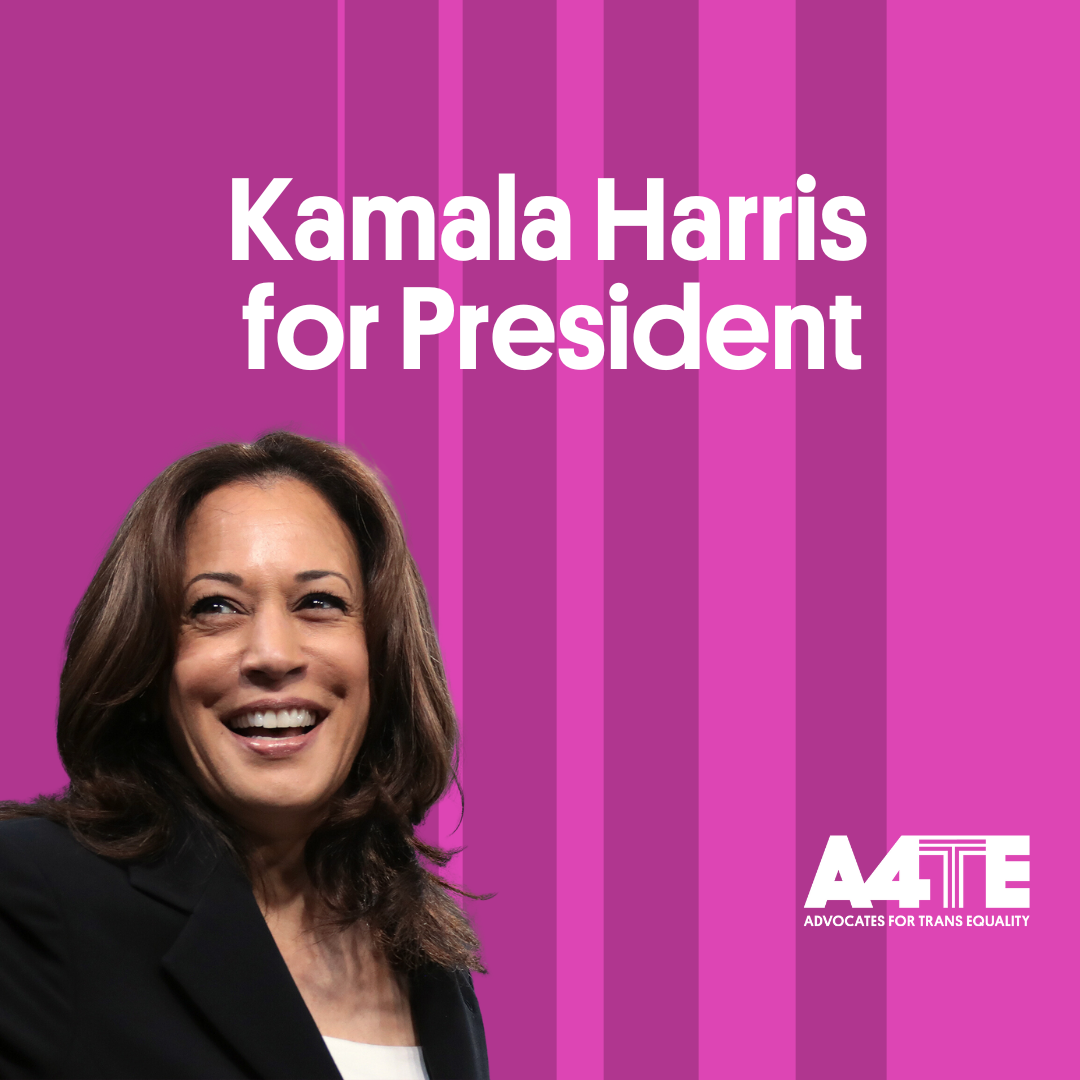magenta graphic featuring a smiling Kamala Harris