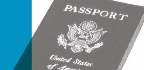 Black and white photo of a US passport